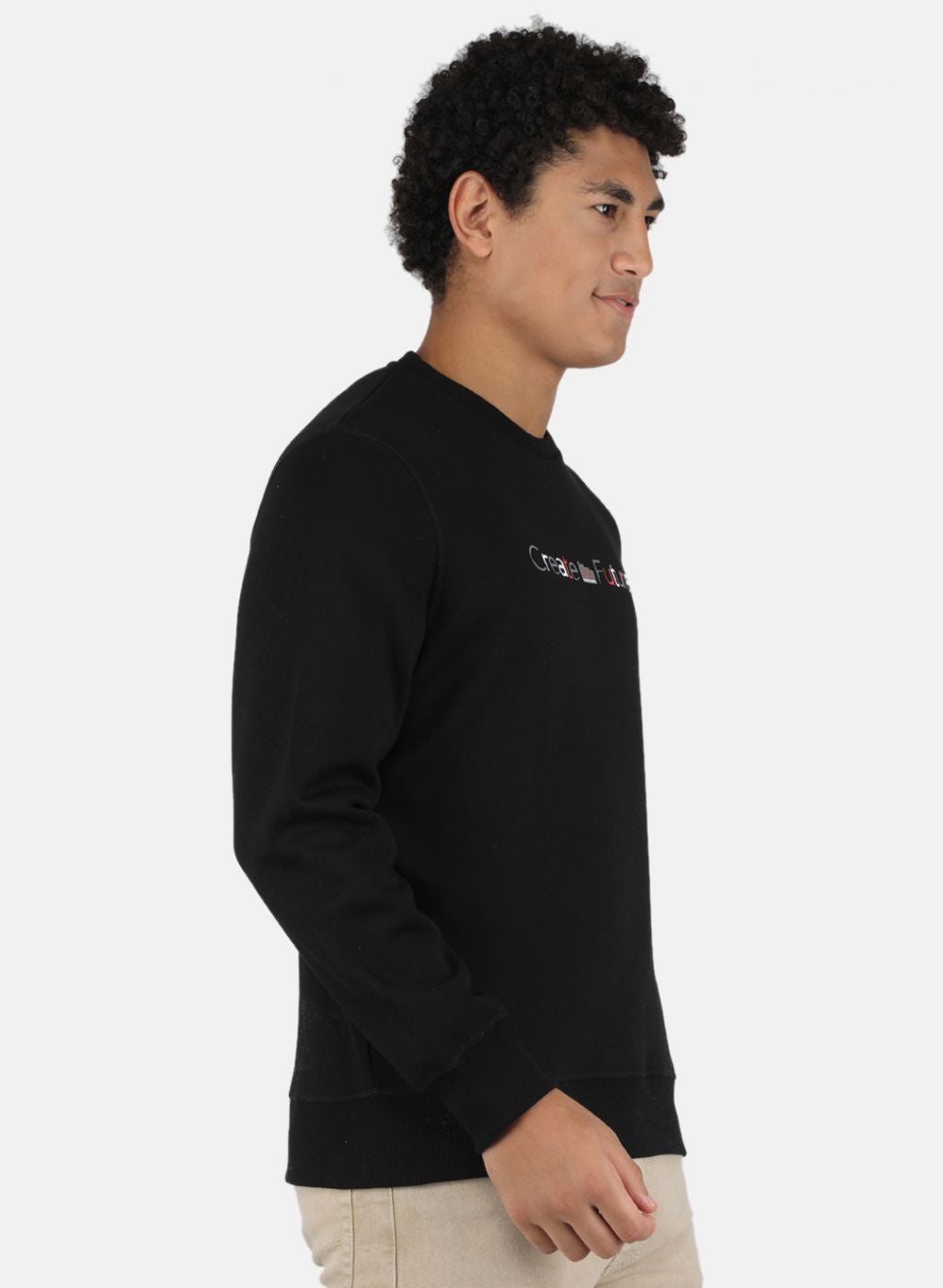 Men Black Solid Sweatshirt