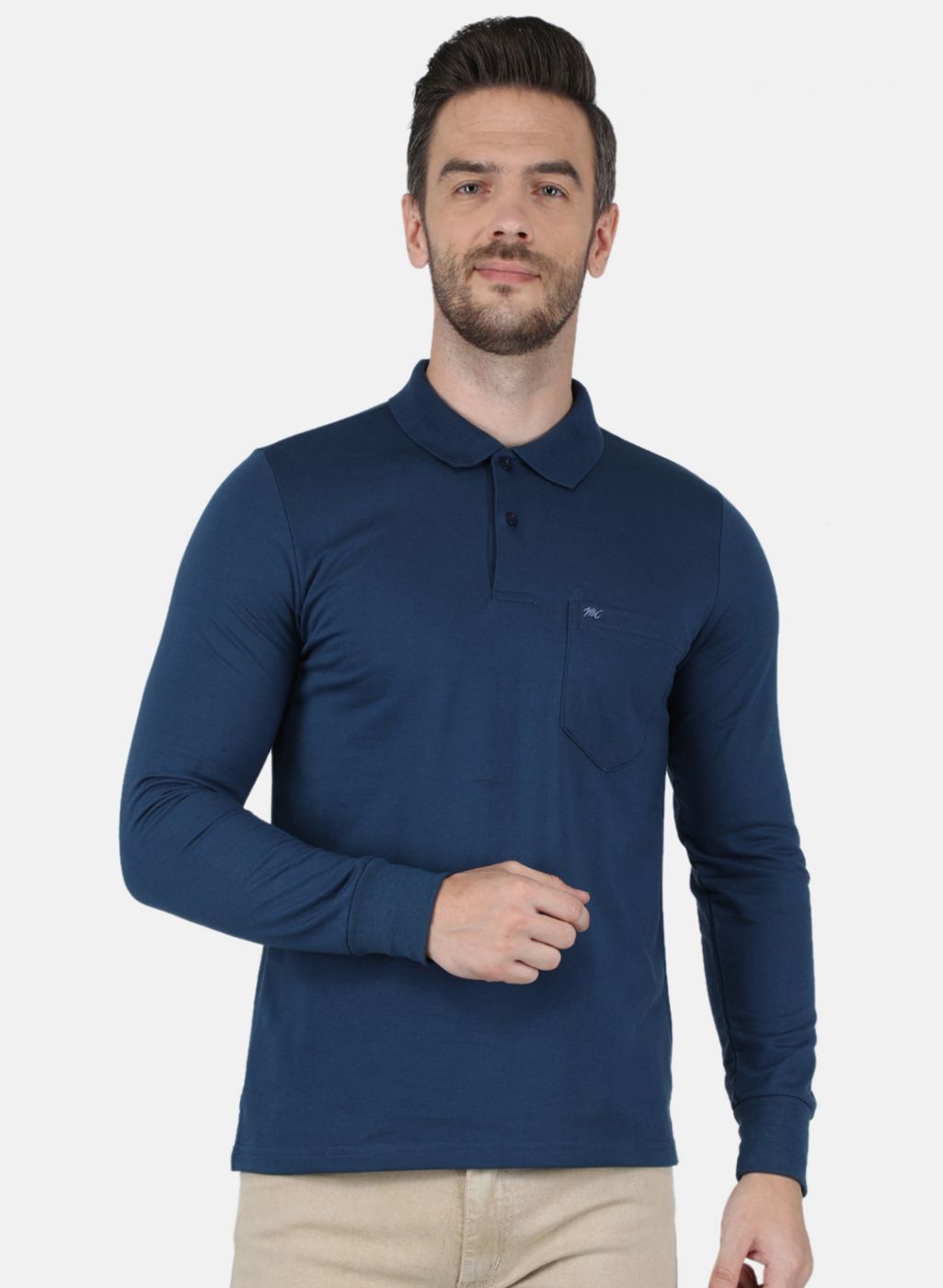 Men Blue Solid T-Shirt