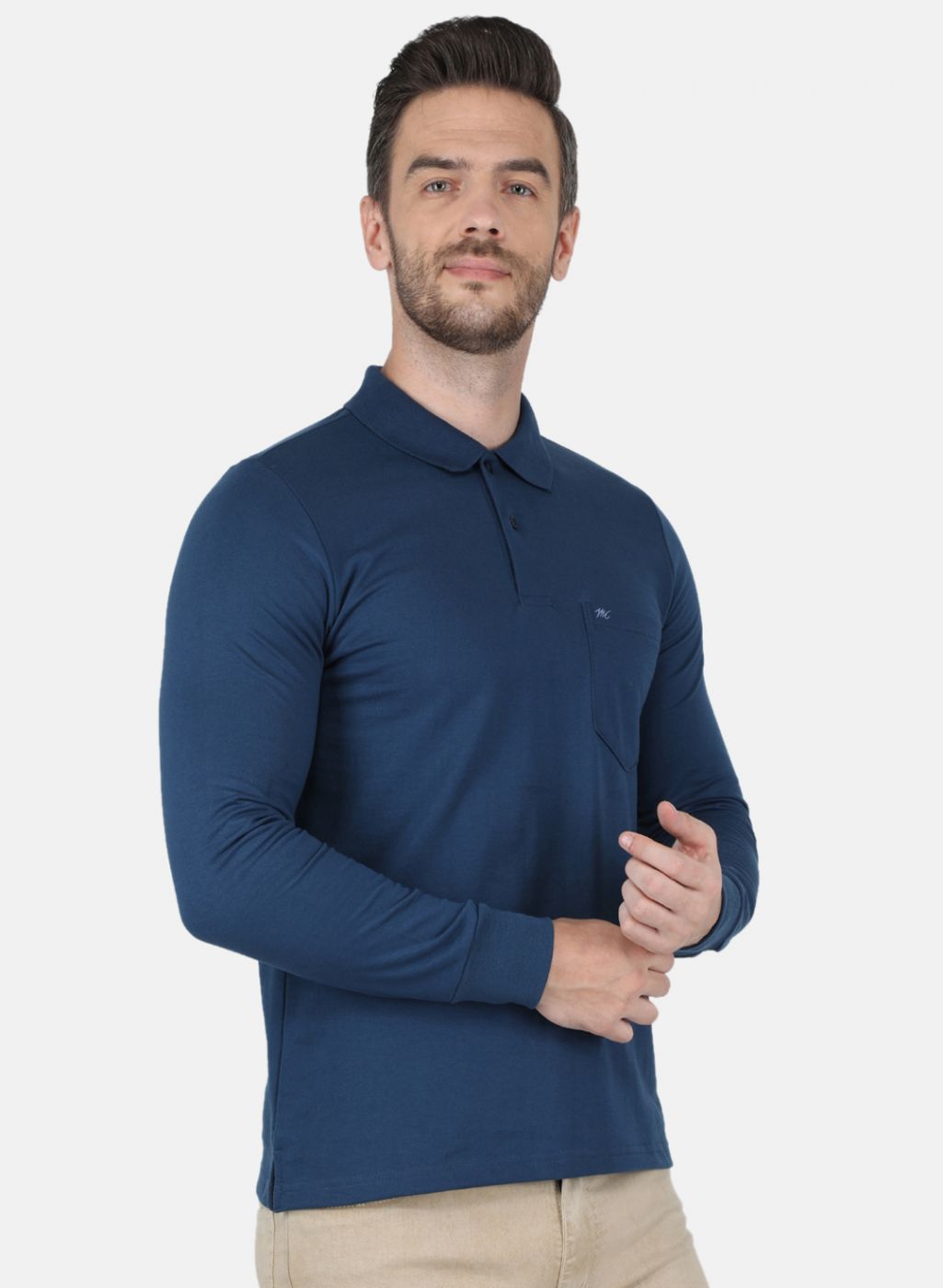 Men Blue Solid T-Shirt