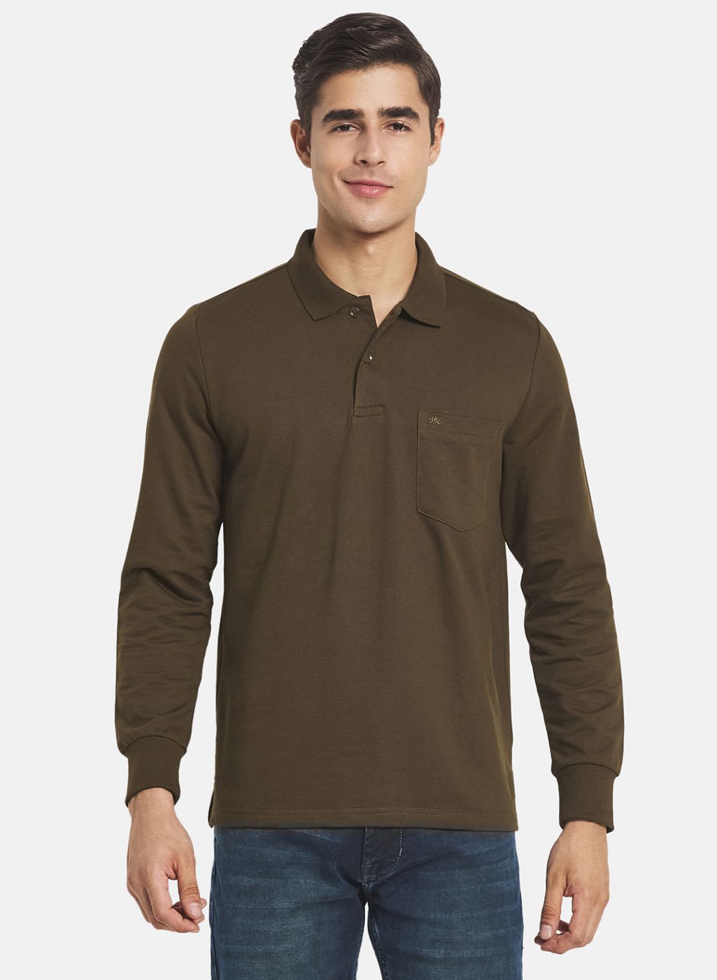 Men Olive Solid T-Shirt