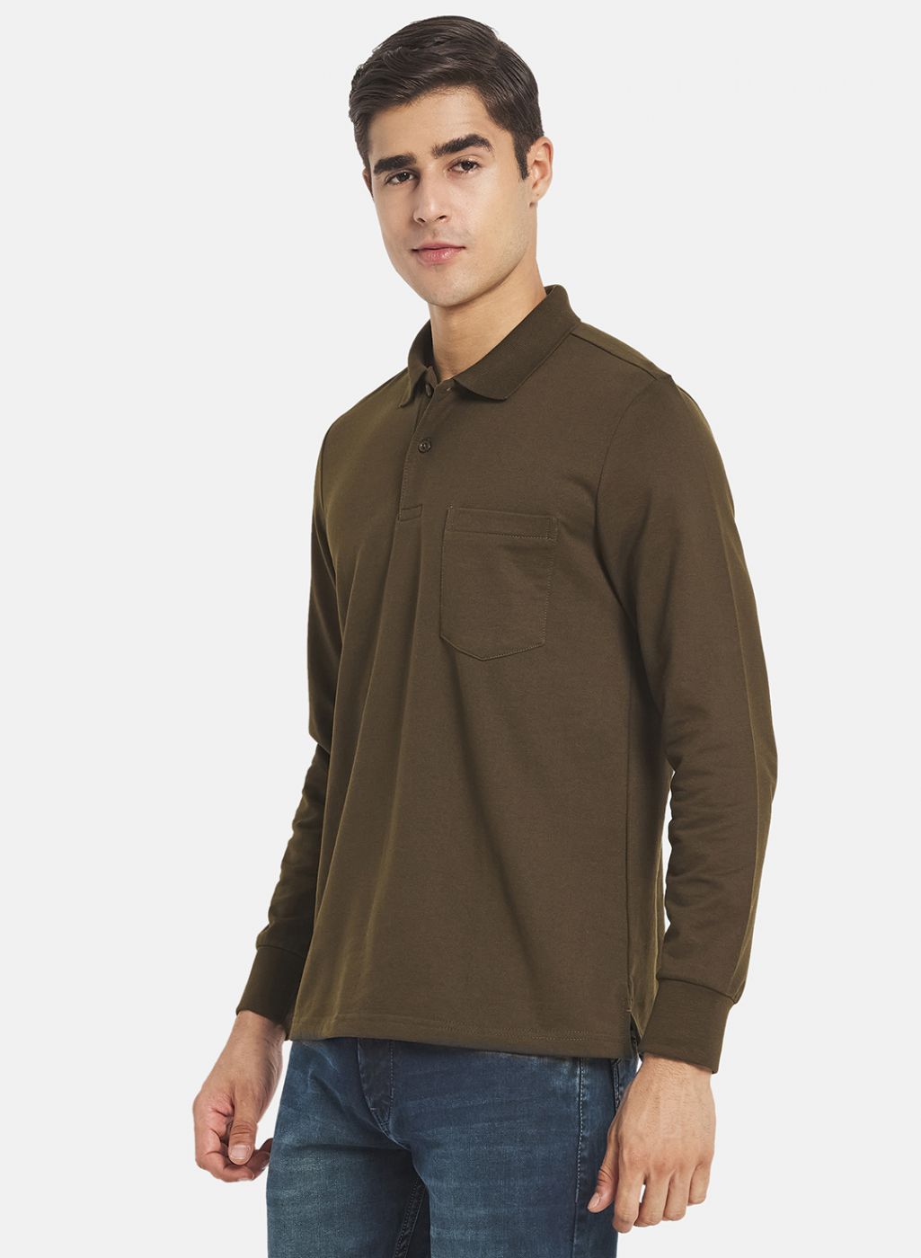 Men Olive Solid T-Shirt