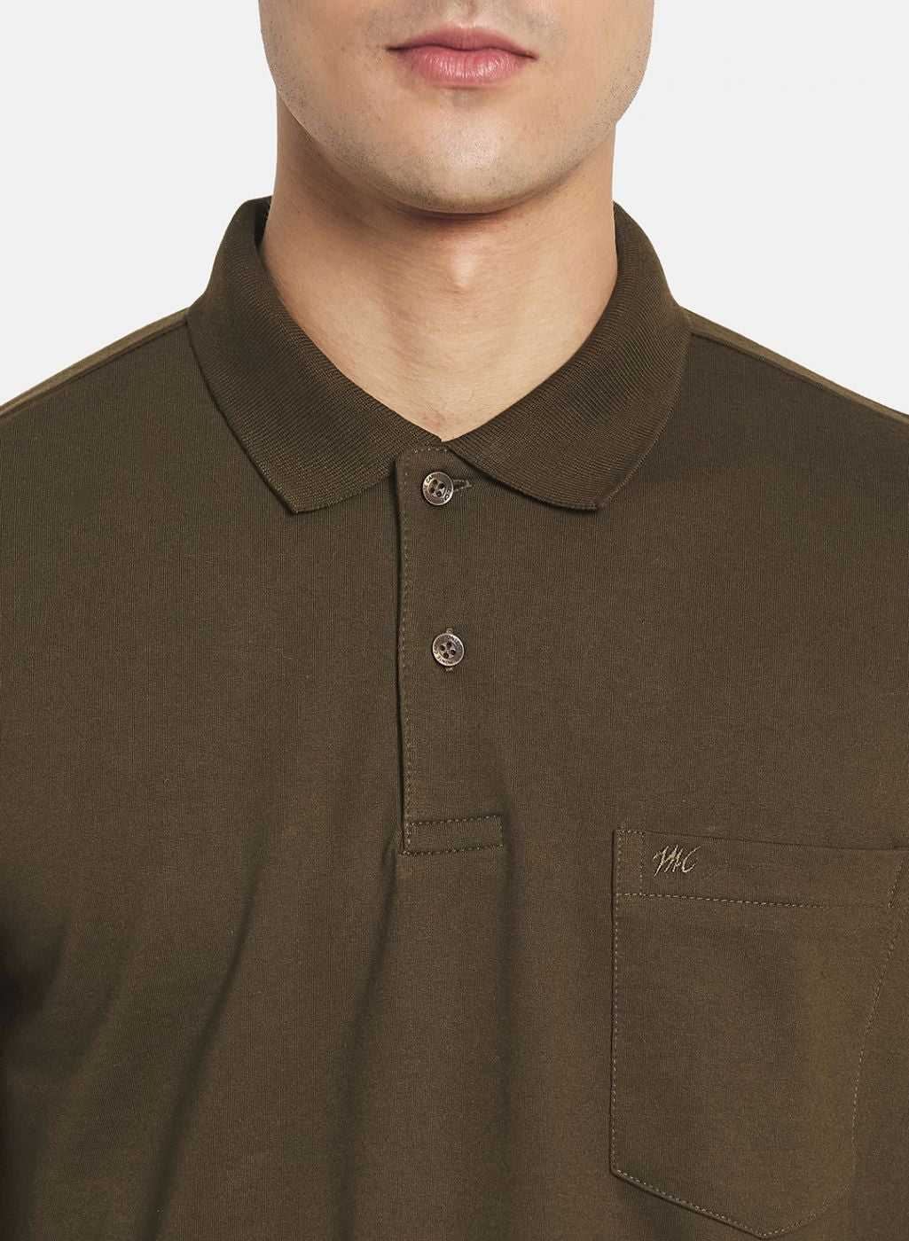 Men Olive Solid T-Shirt