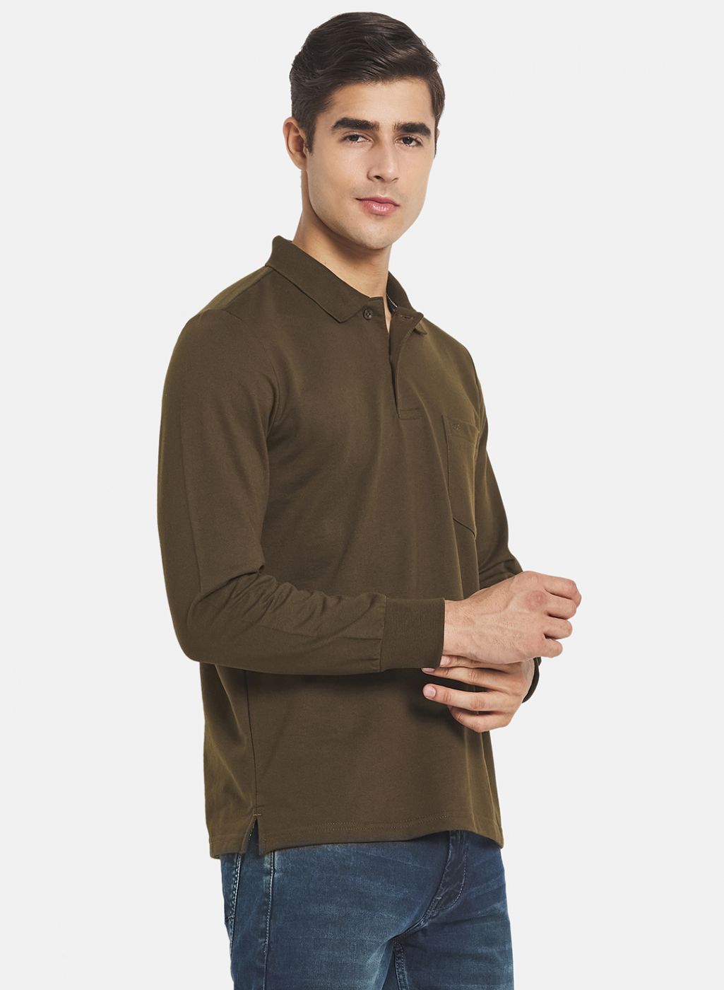 Men Olive Solid T-Shirt