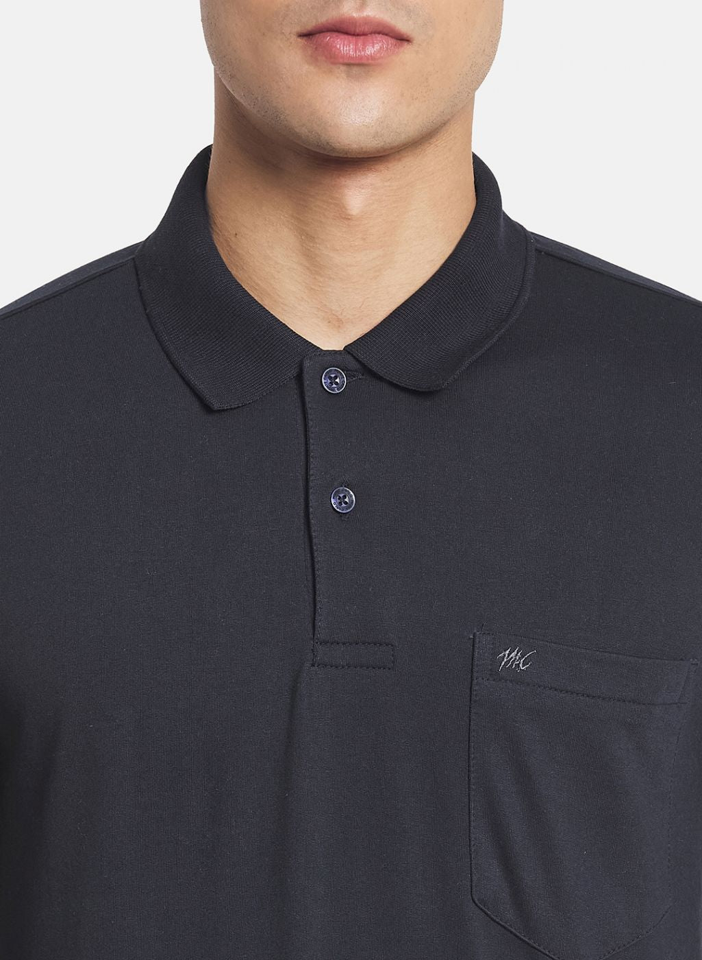 Men NAvy Blue Solid T-Shirt