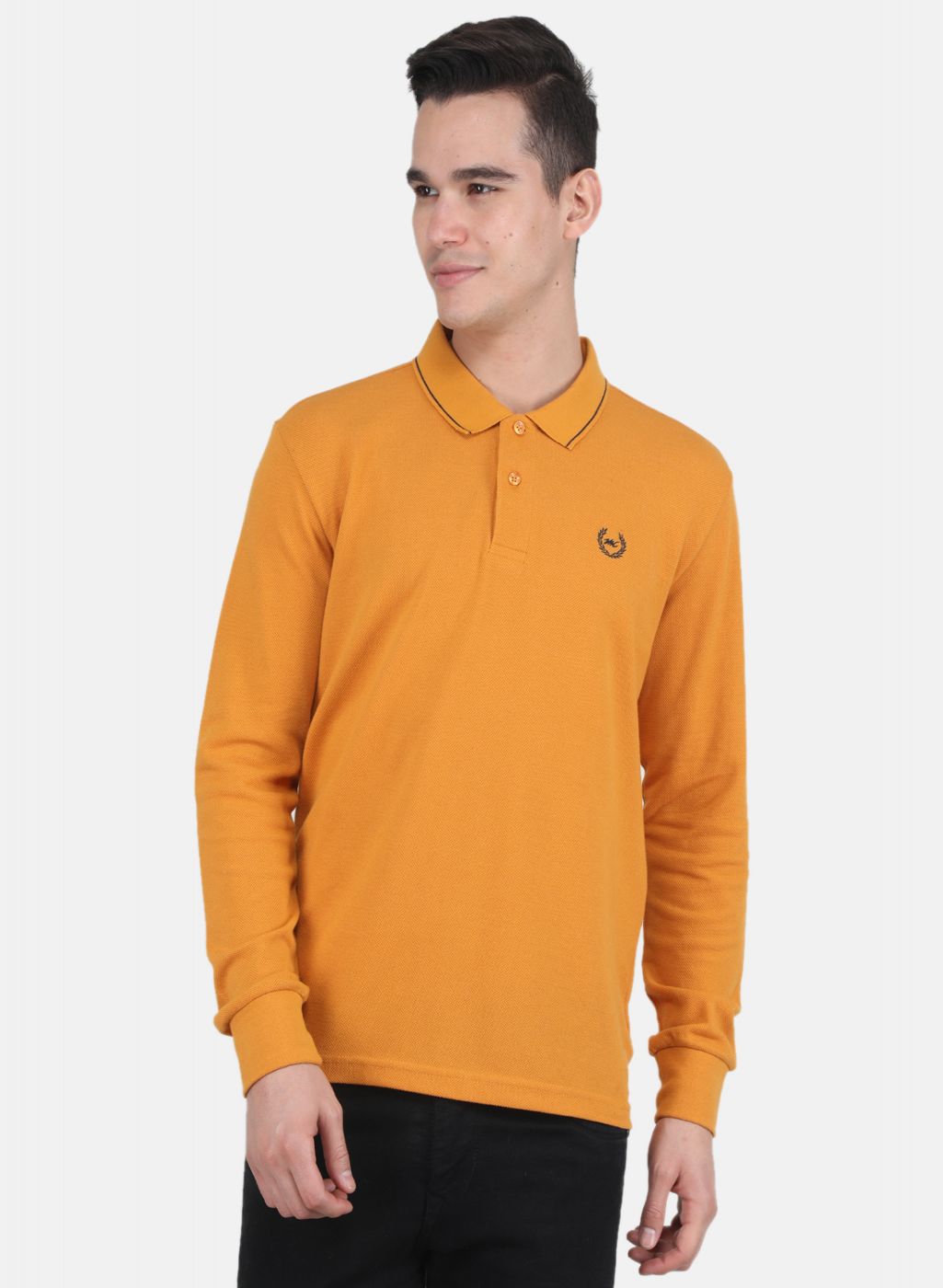 Men Mustard Solid T-Shirt