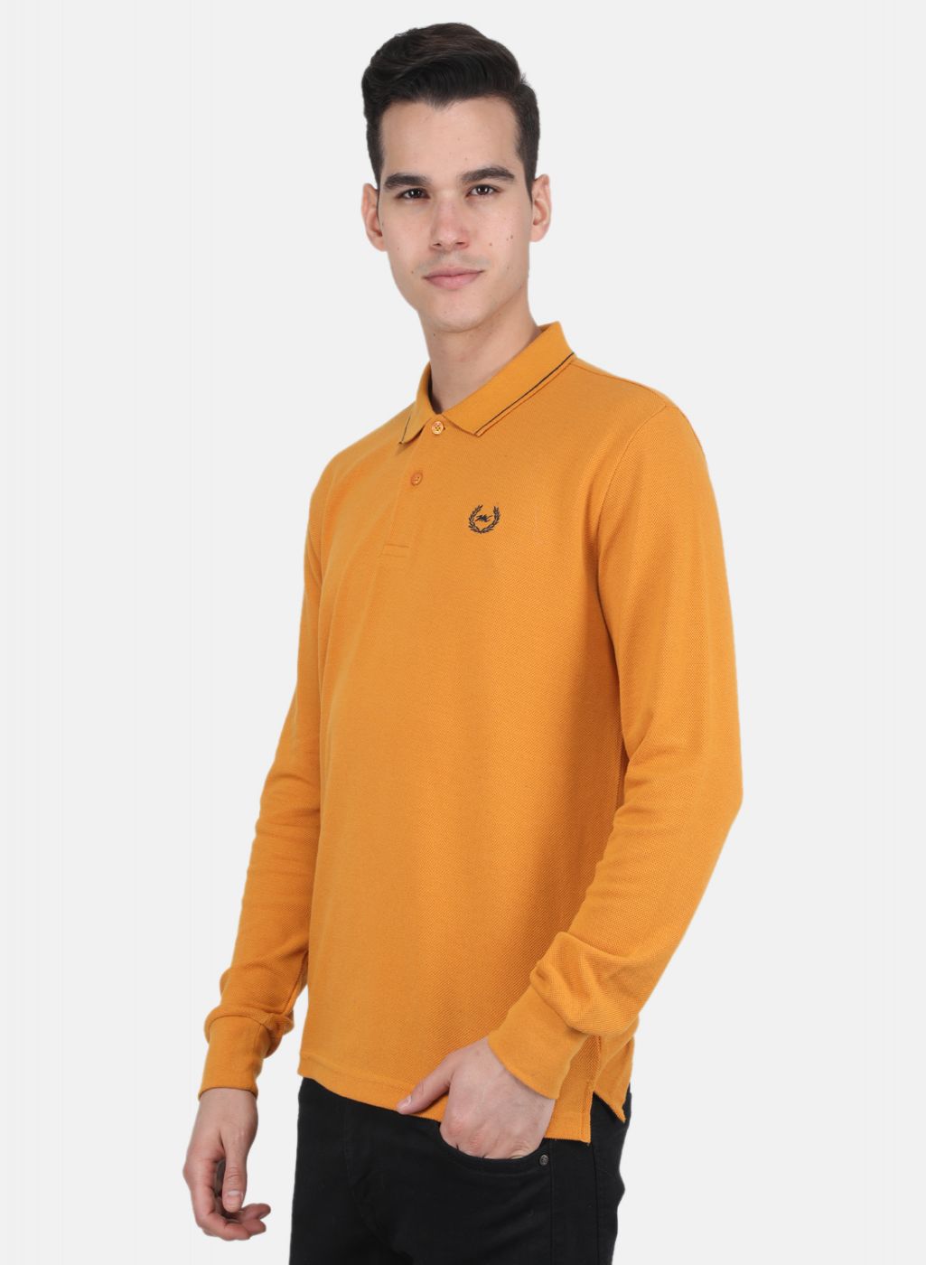 Men Mustard Solid T-Shirt