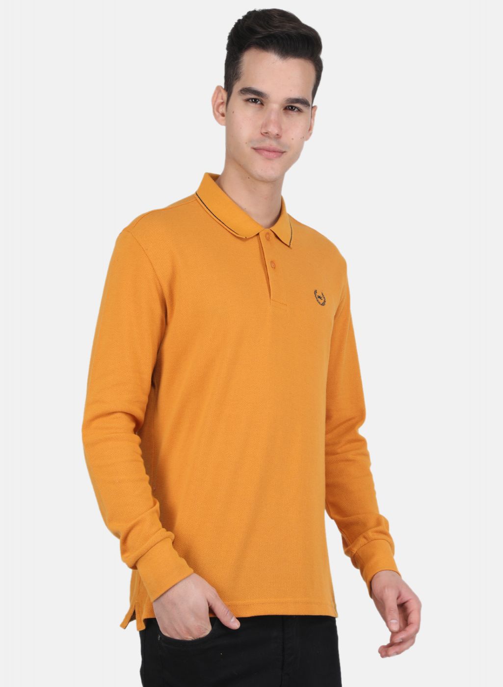 Men Mustard Solid T-Shirt