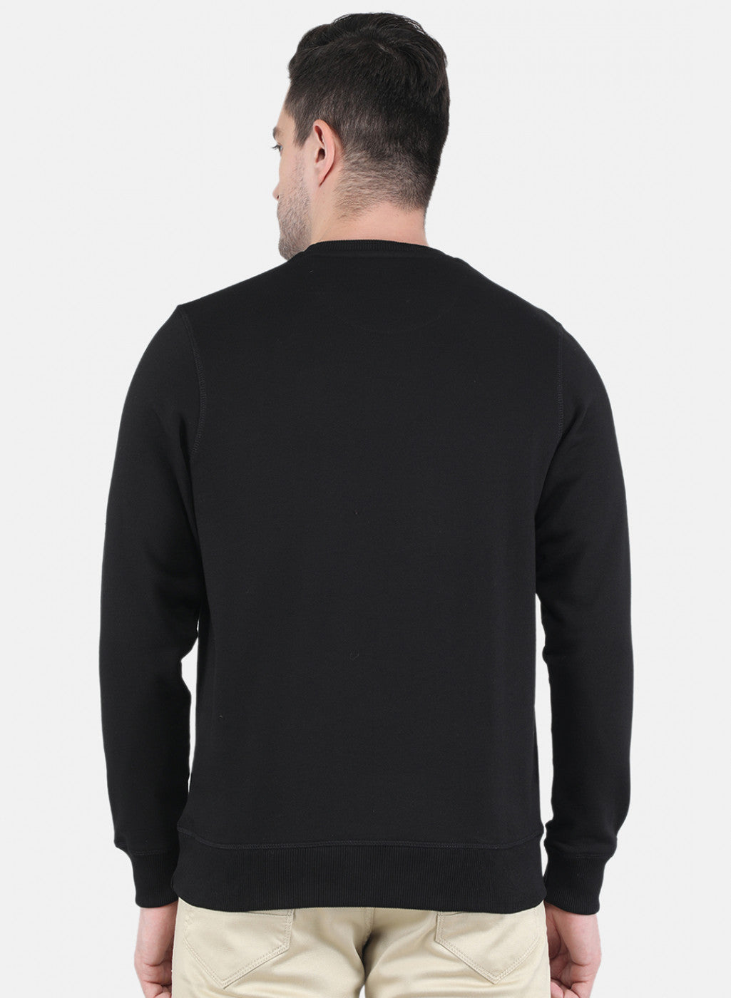 Men Black DiagoNAl Knit with Front Print Sweatshirt