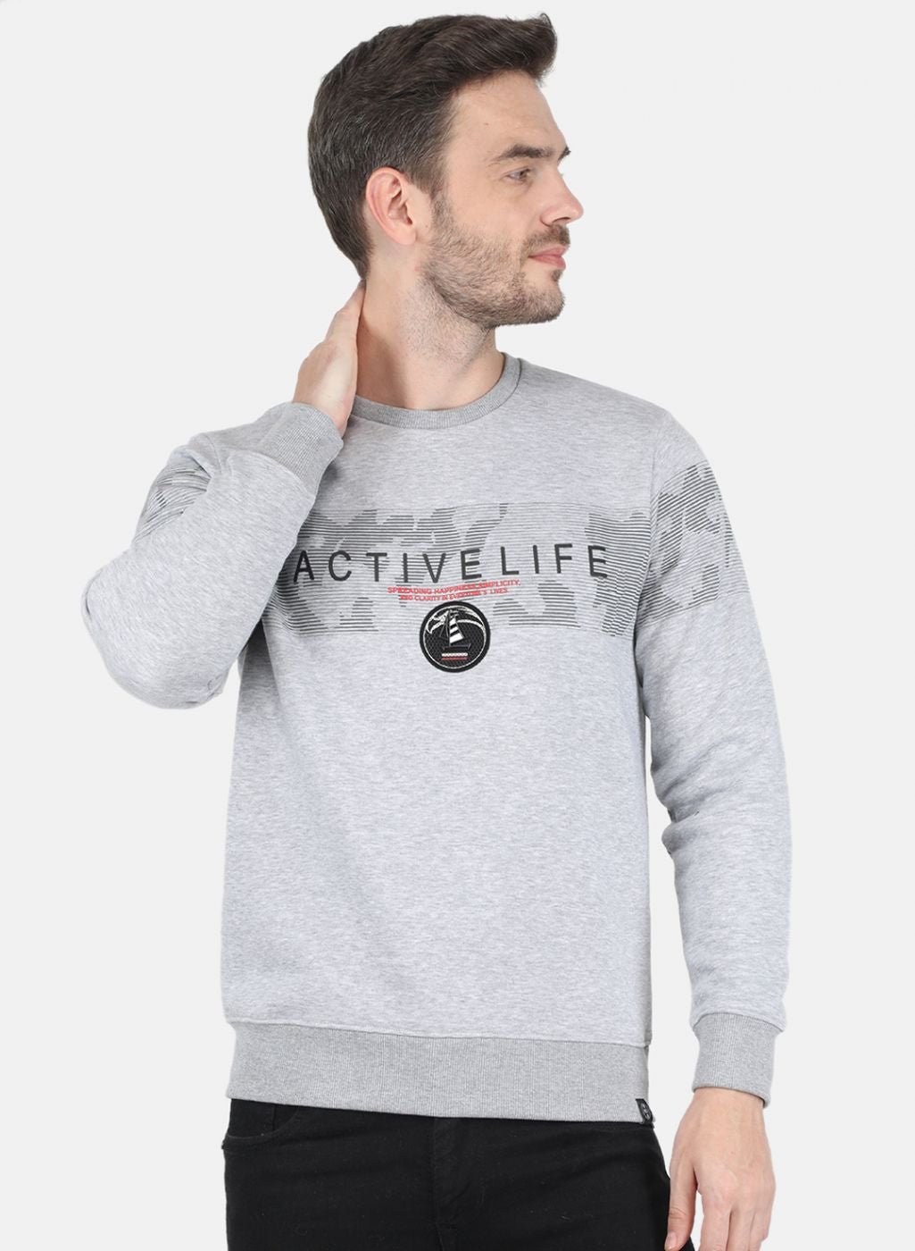 Men Grey Printed Sweatshirt