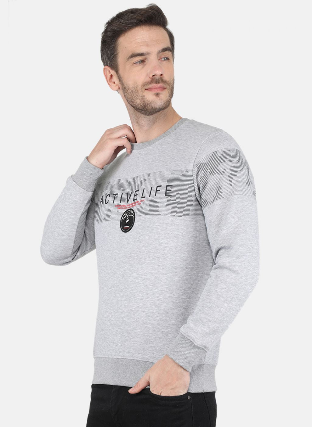 Men Grey Printed Sweatshirt