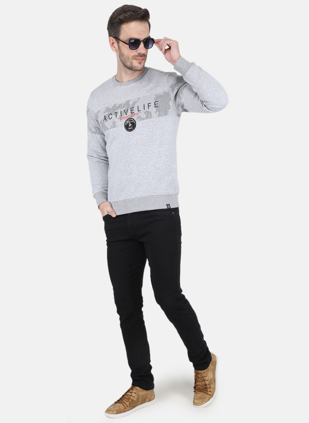 Men Grey Printed Sweatshirt