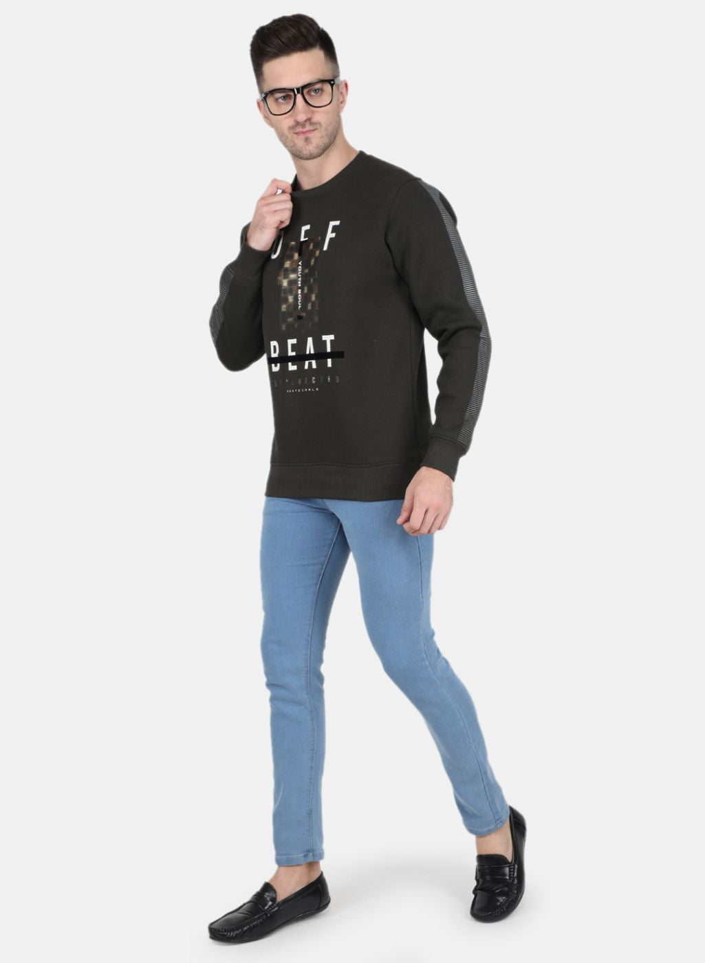 Men Olive Printed Sweatshirt