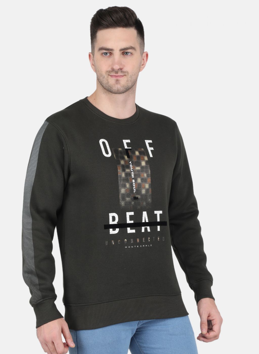 Men Olive Printed Sweatshirt