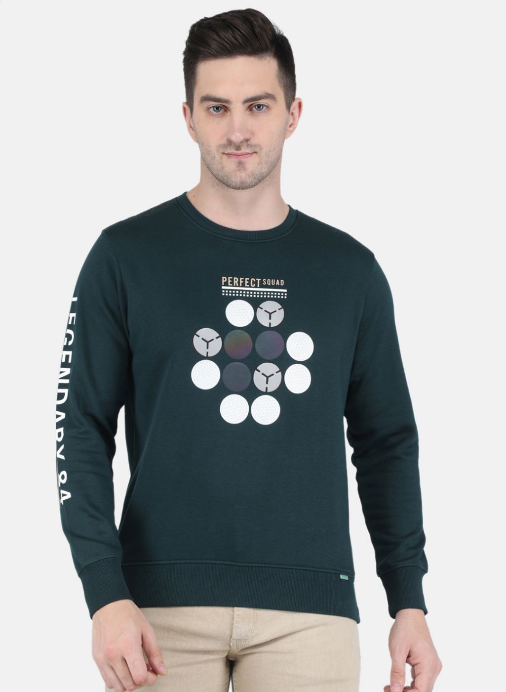 Men Green Printed Sweatshirt