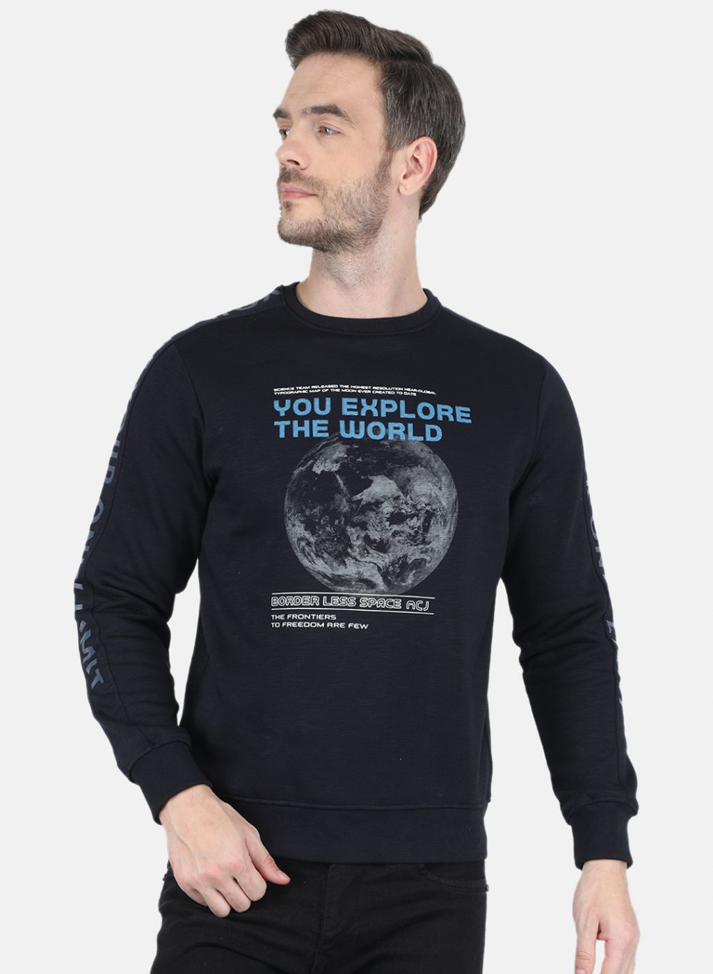 Men Blue Printed Sweatshirt