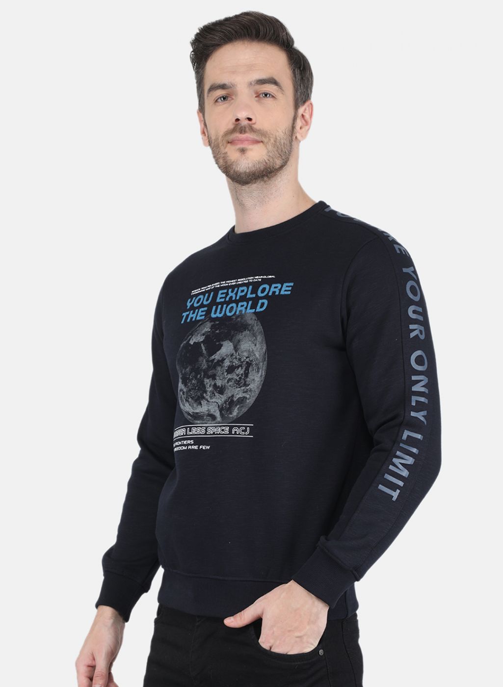 Men Blue Printed Sweatshirt