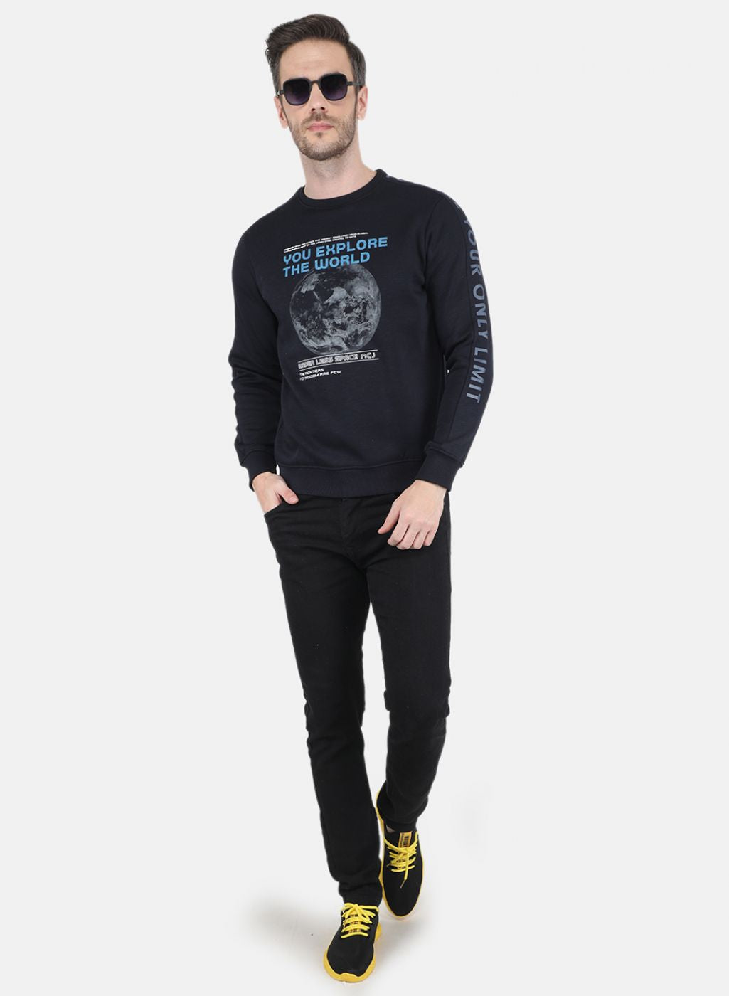 Men Blue Printed Sweatshirt