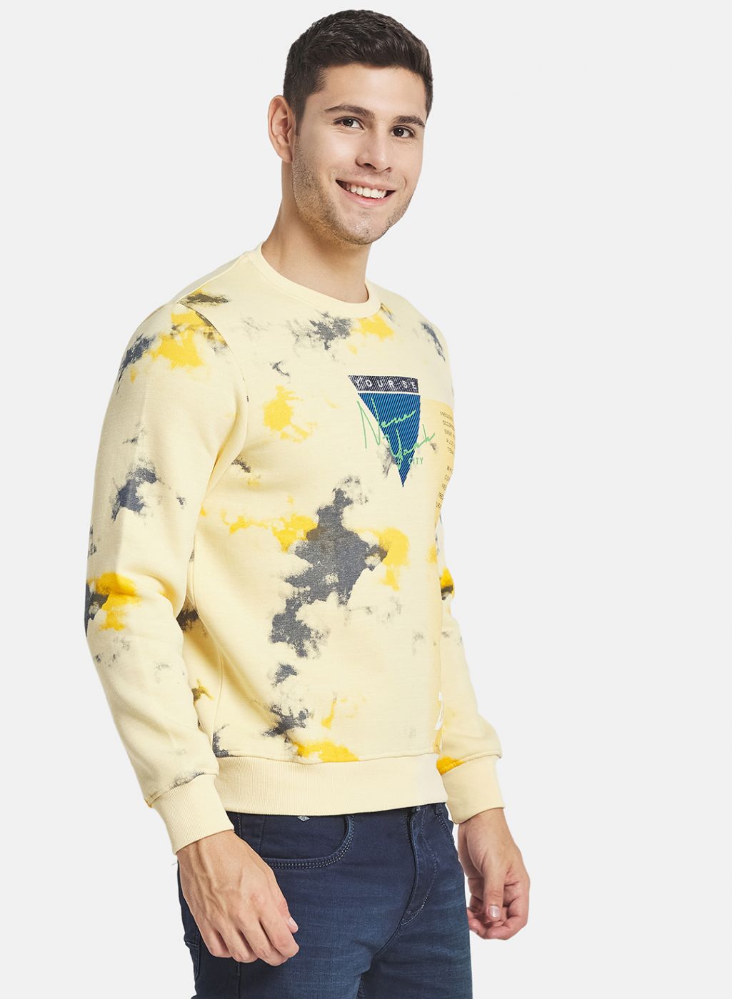 Men Yellow Printed Sweatshirt