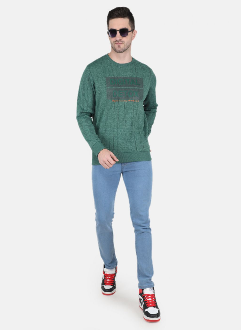 Men Green Printed Sweatshirt