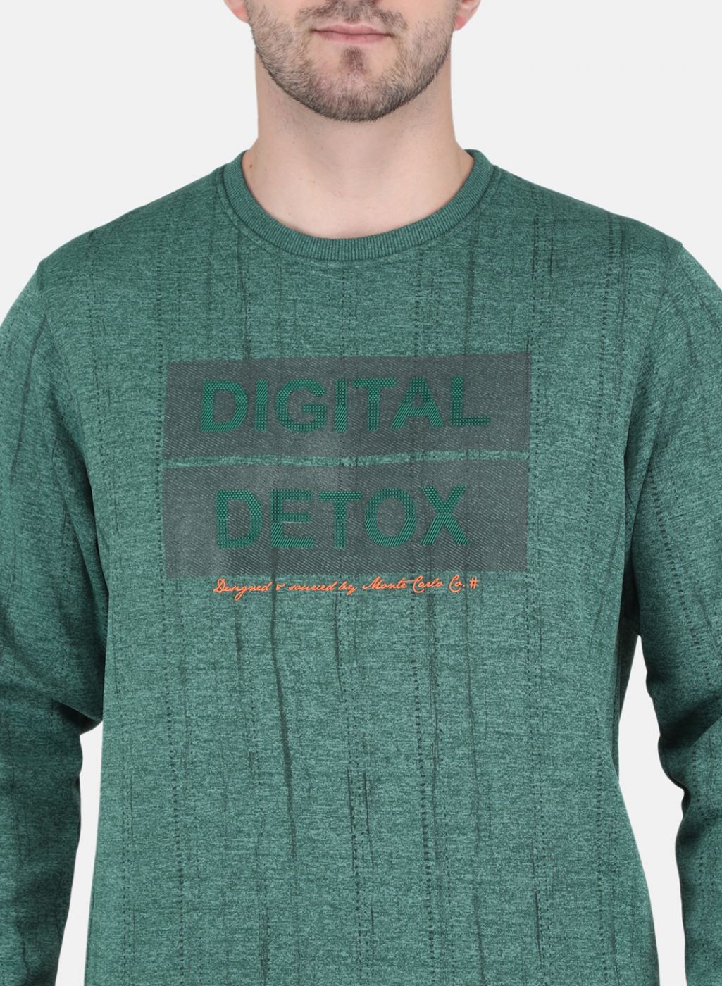 Men Green Printed Sweatshirt