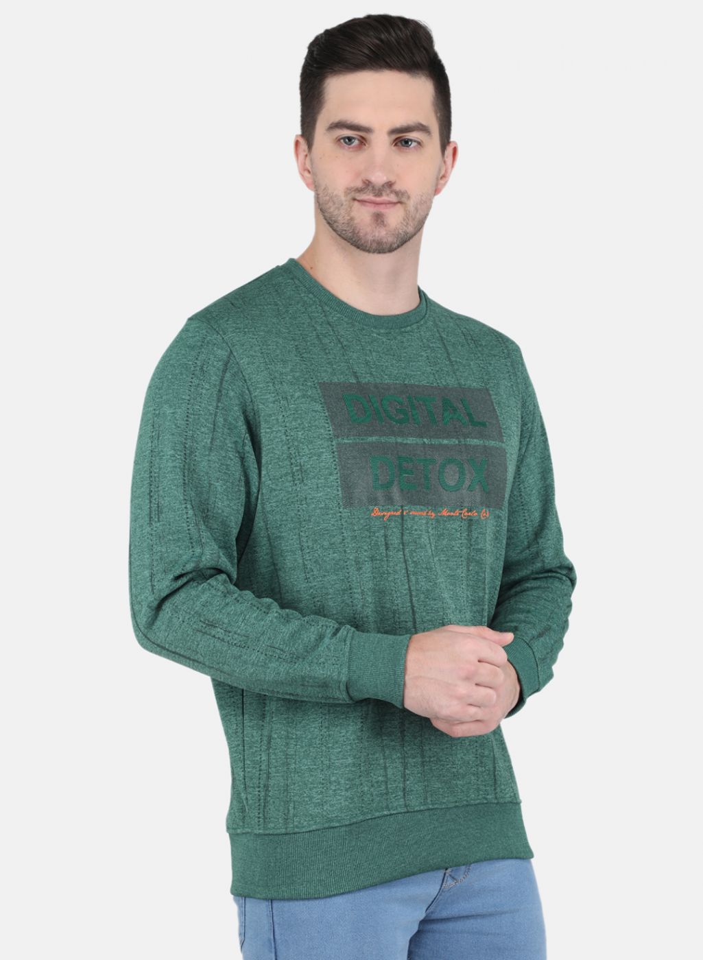 Men Green Printed Sweatshirt