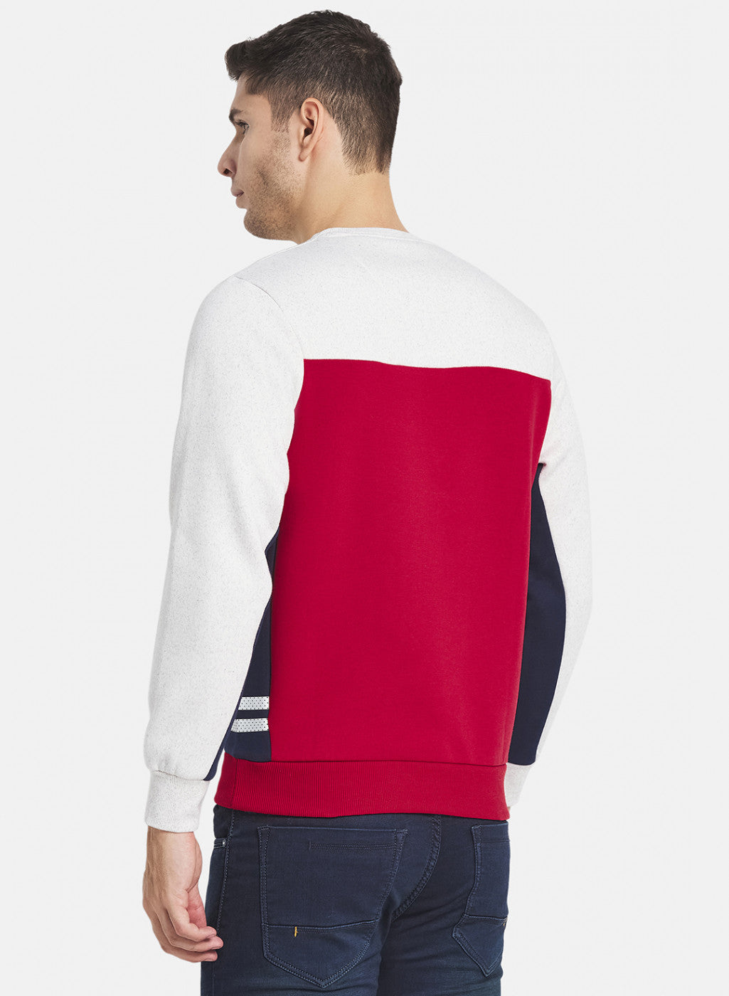 Men Red Cut & Sew with Printed Sweatshirt