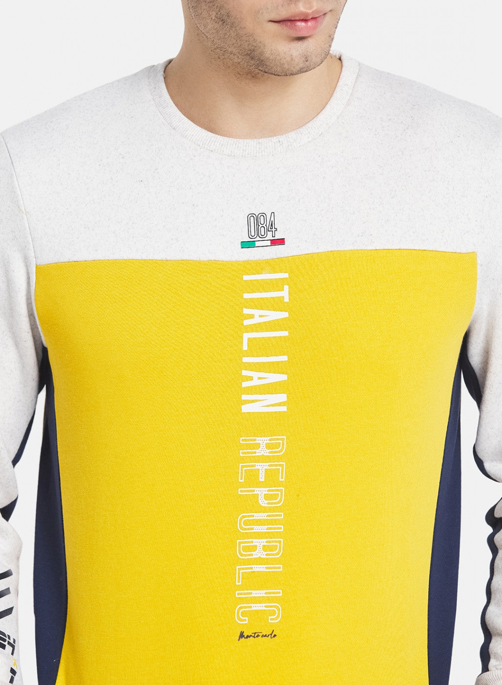 Men Yellow Cut & Sew with Printed Sweatshirt