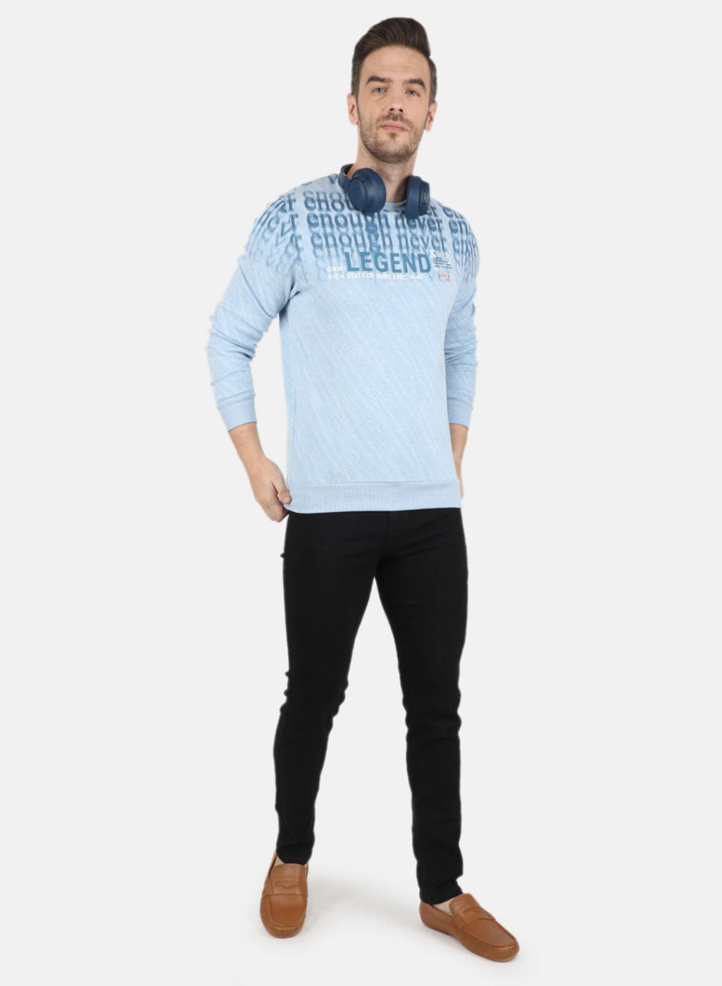 Men Blue Jaquard Sweatshirt