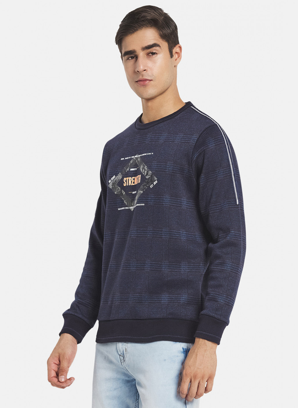 Men NAvy Blue Jaquard Sweatshirt