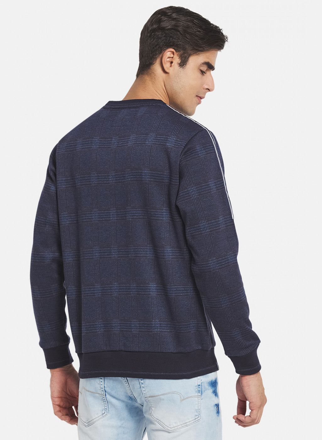 Men NAvy Blue Jaquard Sweatshirt