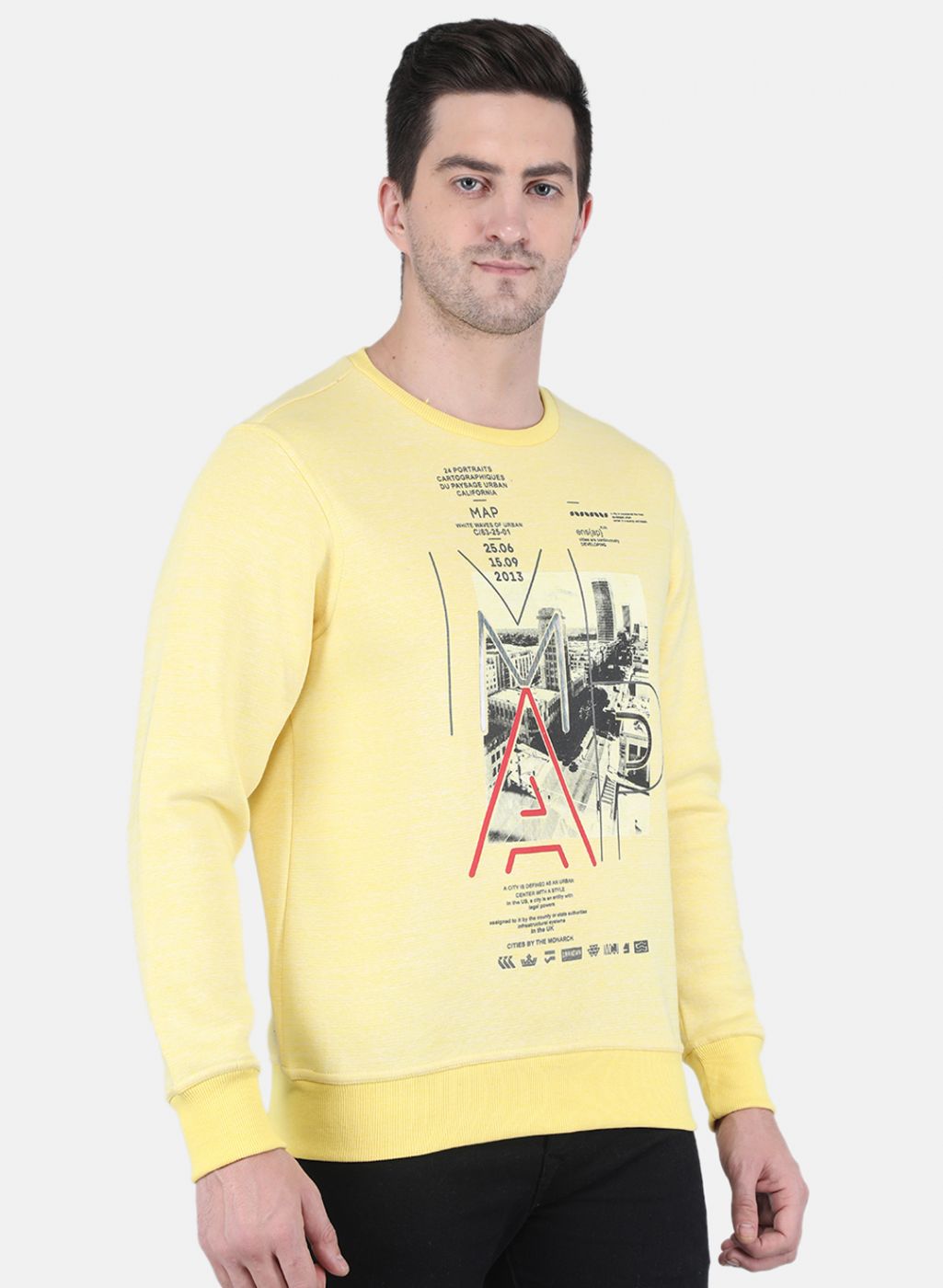 Men Yellow Jaquard Sweatshirt