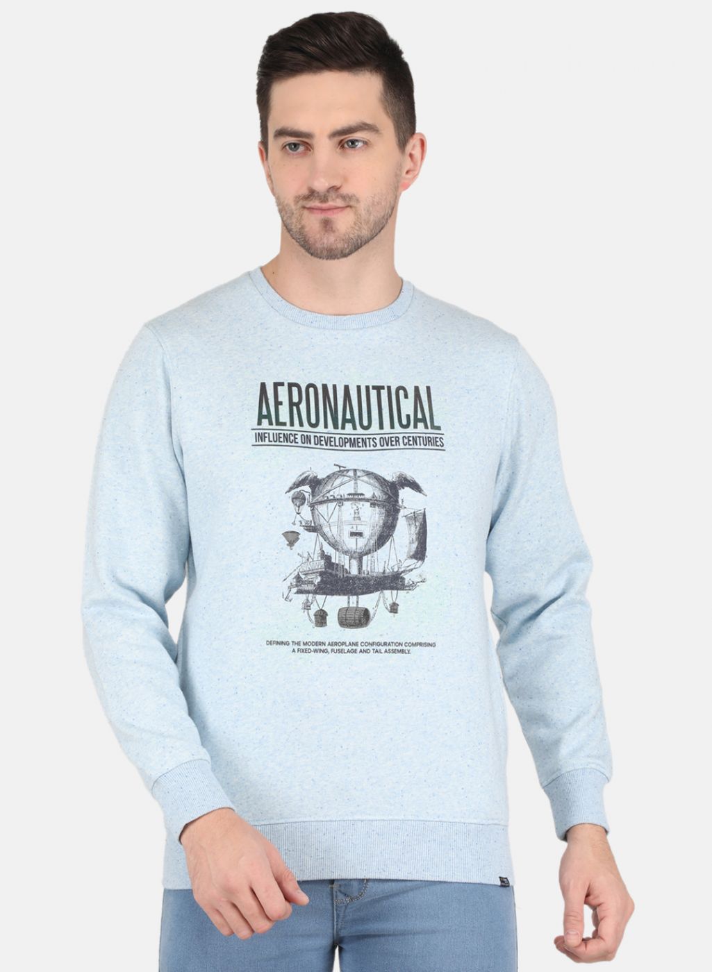 Men Sky Blue Jaquard Sweatshirt