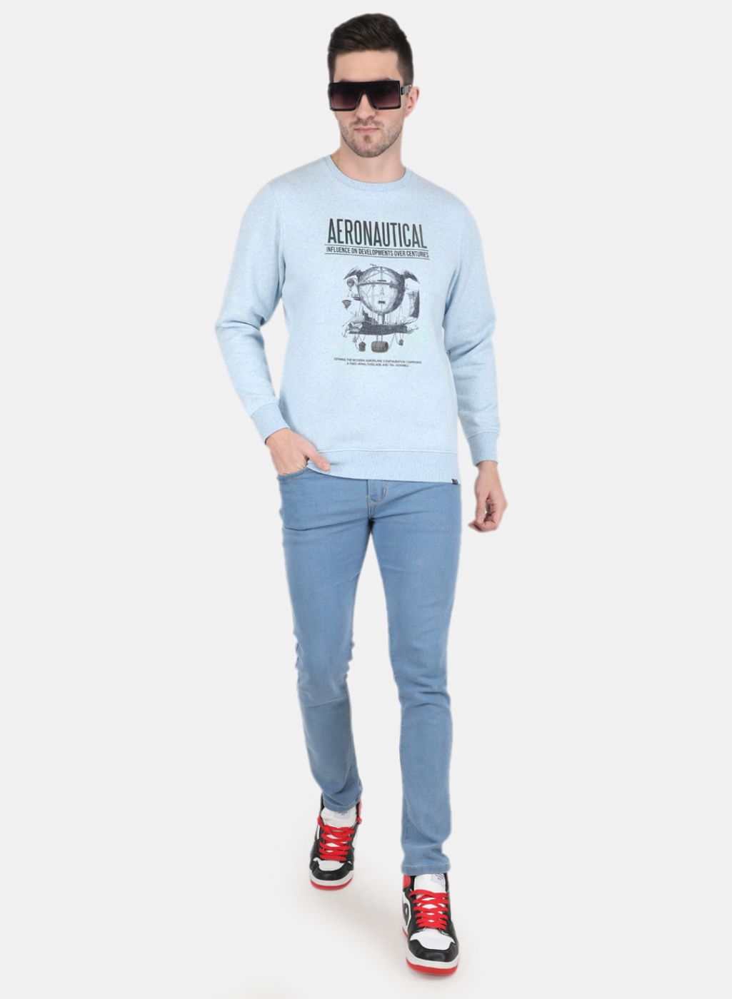 Men Sky Blue Jaquard Sweatshirt