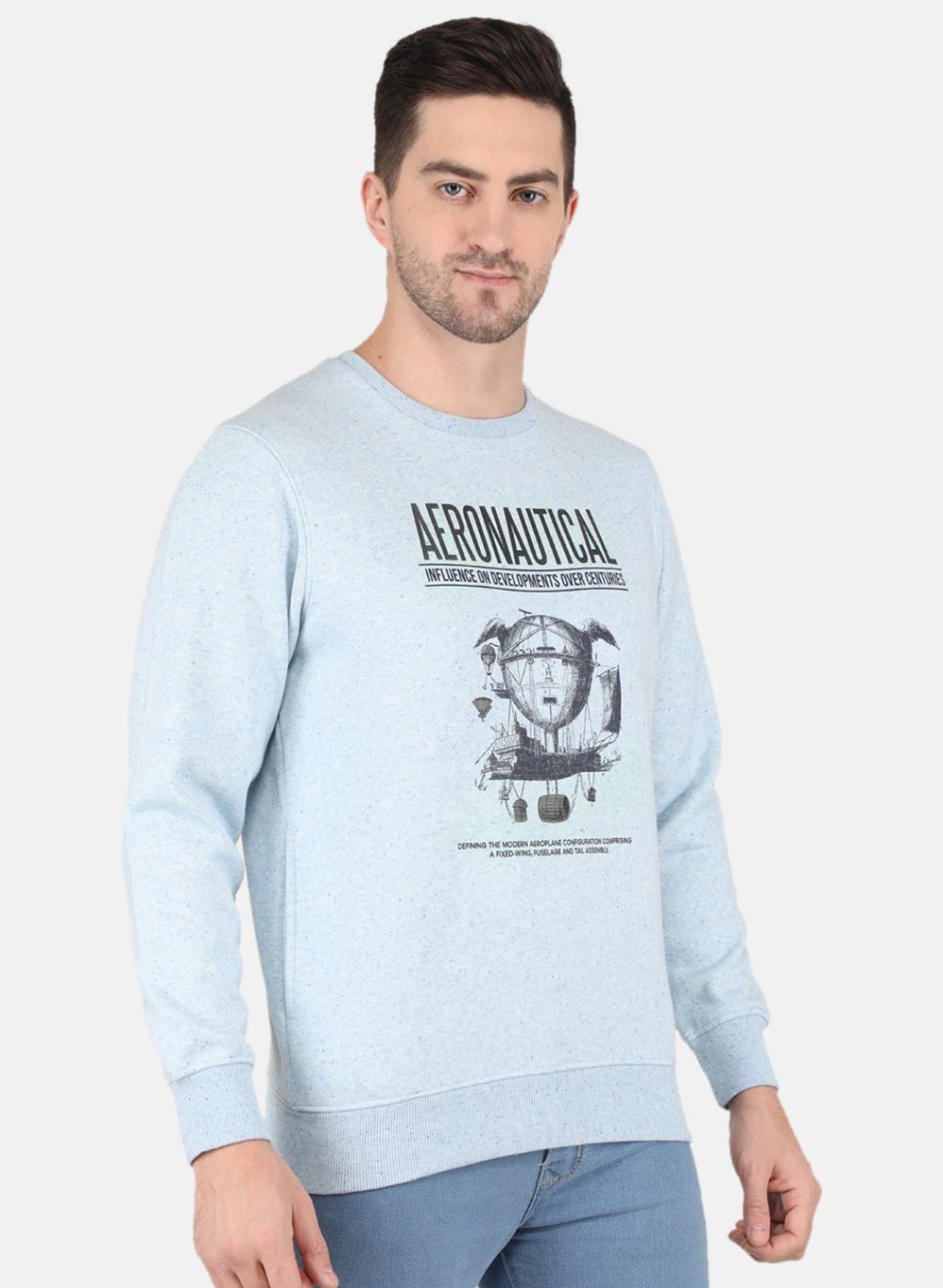 Men Sky Blue Jaquard Sweatshirt