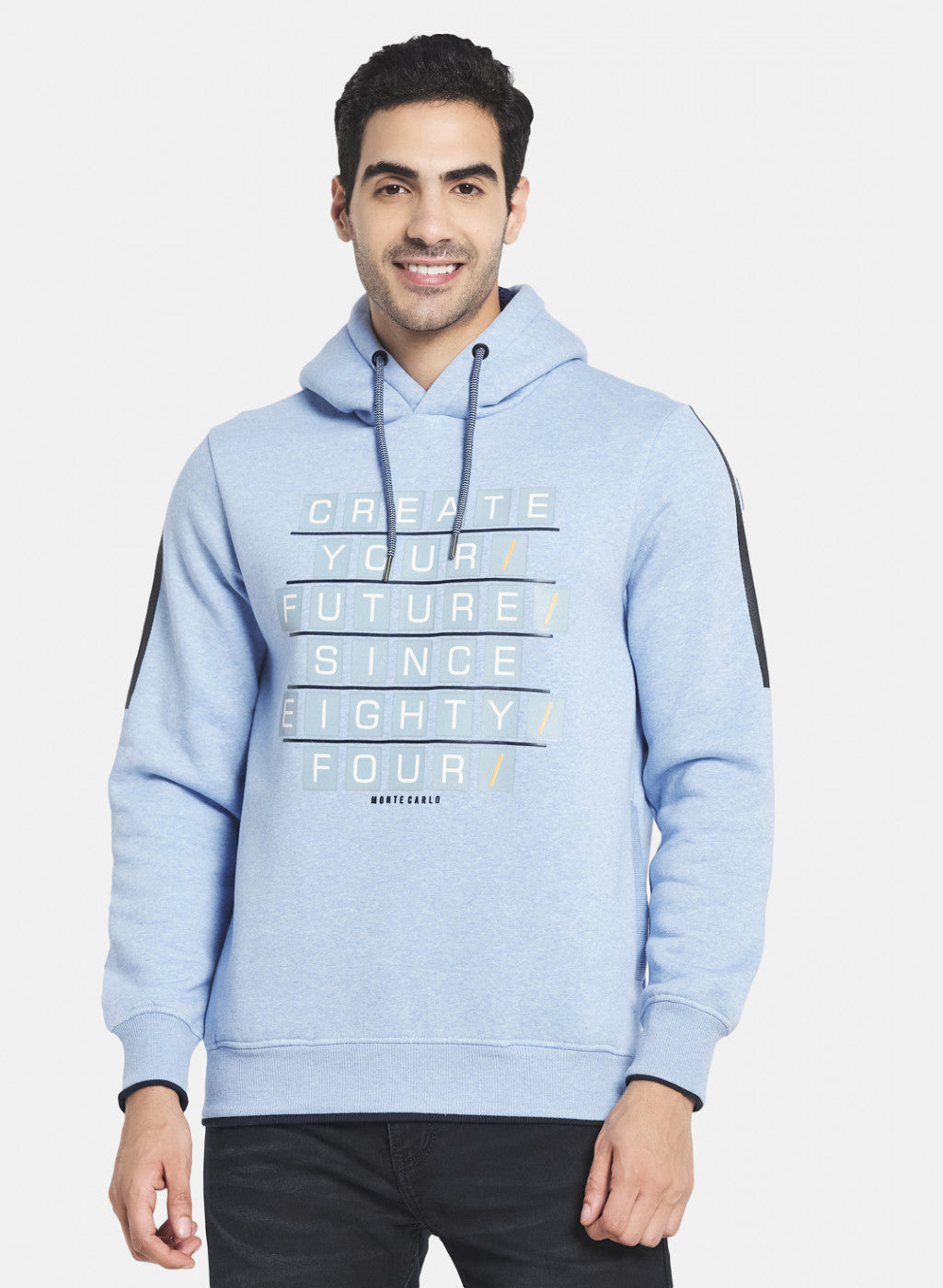 Men Sky Blue Printed Sweatshirt