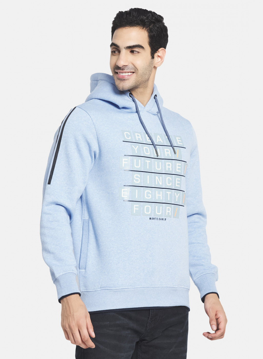 Men Sky Blue Printed Sweatshirt