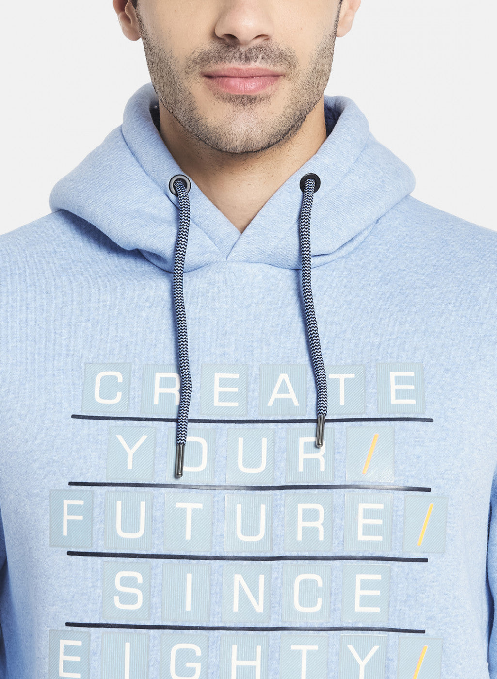 Men Sky Blue Printed Sweatshirt