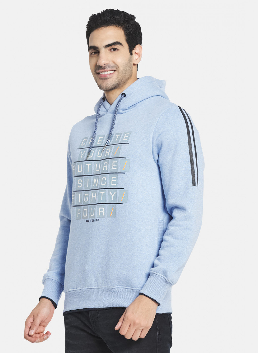 Men Sky Blue Printed Sweatshirt