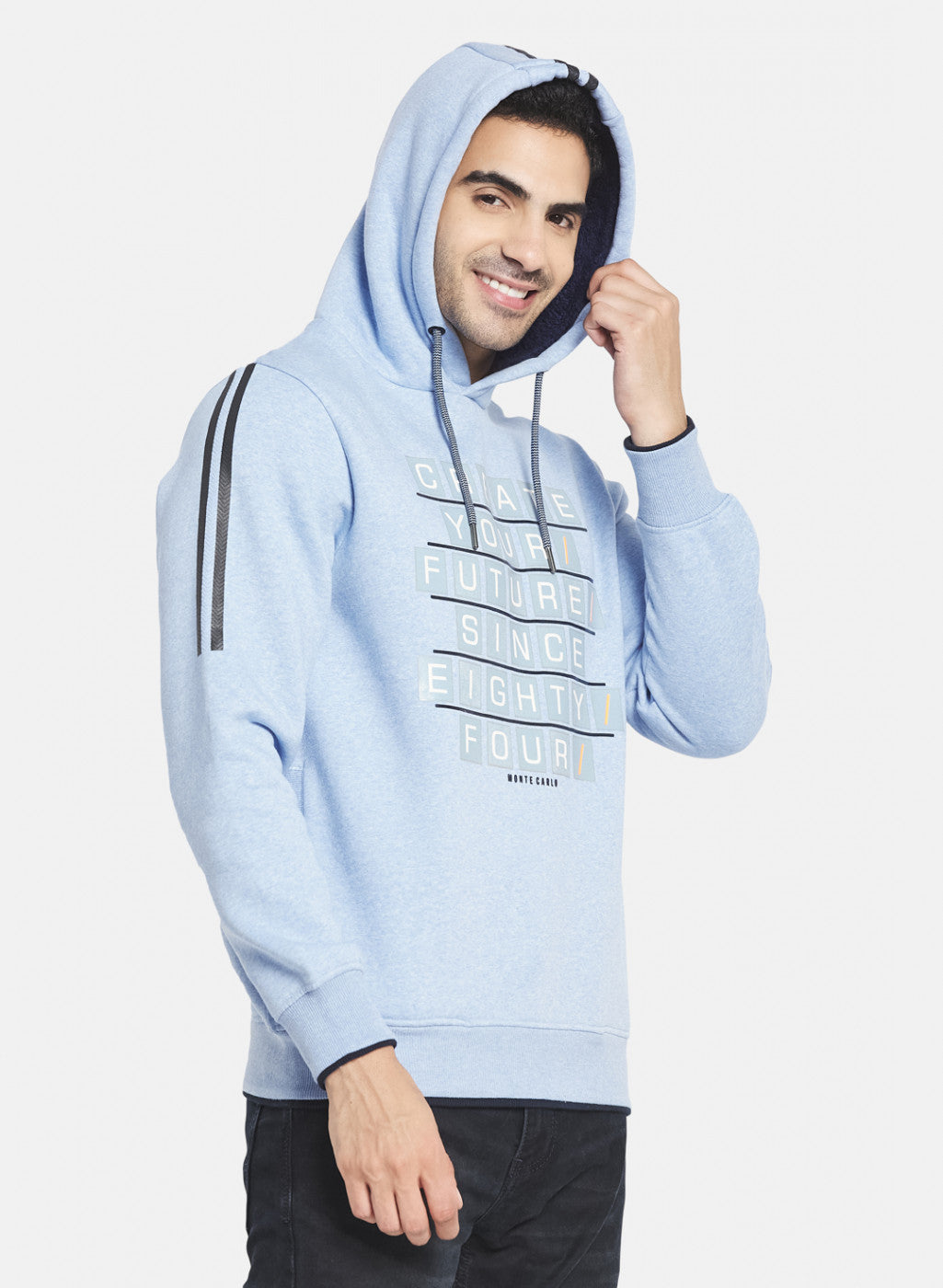 Men Sky Blue Printed Sweatshirt