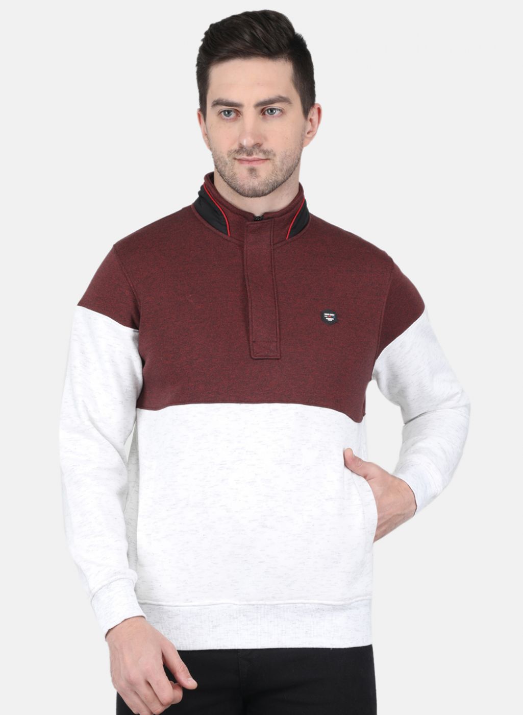 Men Maroon Solid Sweatshirt