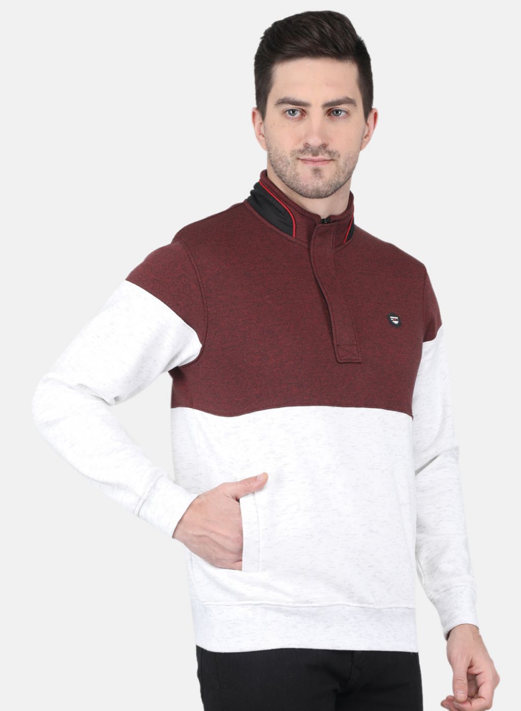 Men Maroon Solid Sweatshirt