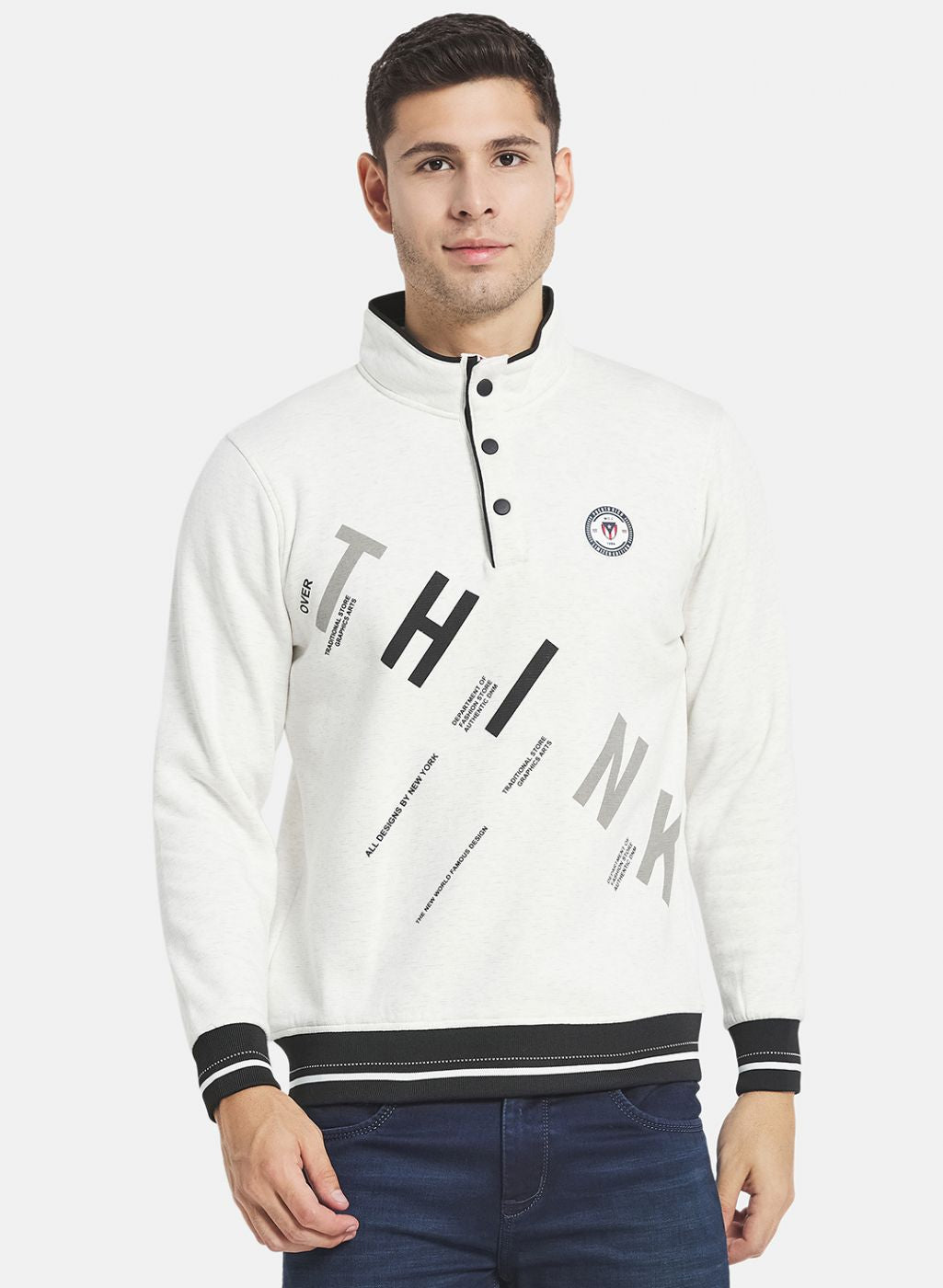 Men Off White Printed Sweatshirt