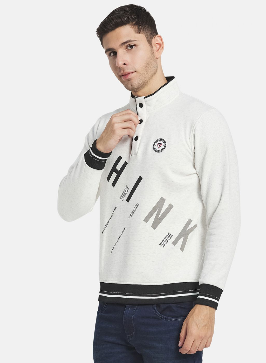 Men Off White Printed Sweatshirt