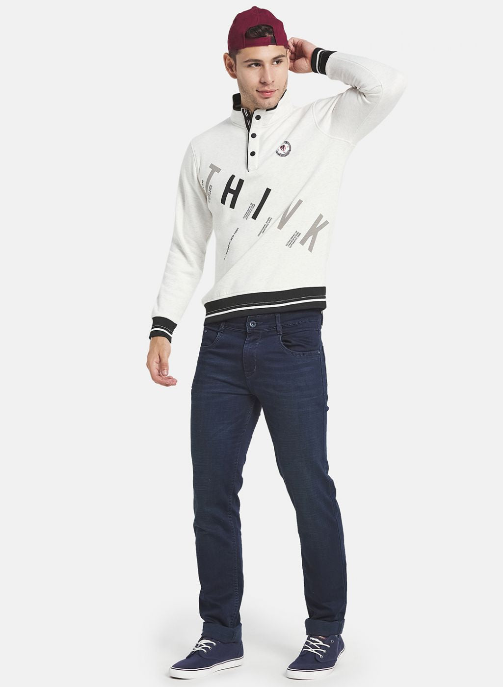 Men Off White Printed Sweatshirt