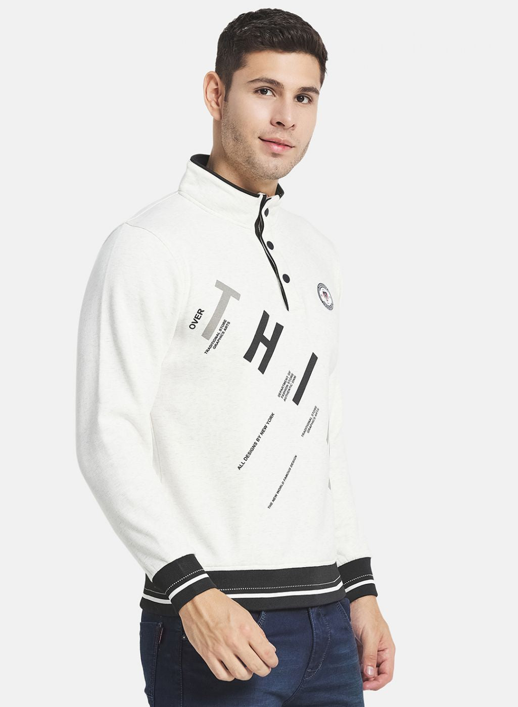 Men Off White Printed Sweatshirt