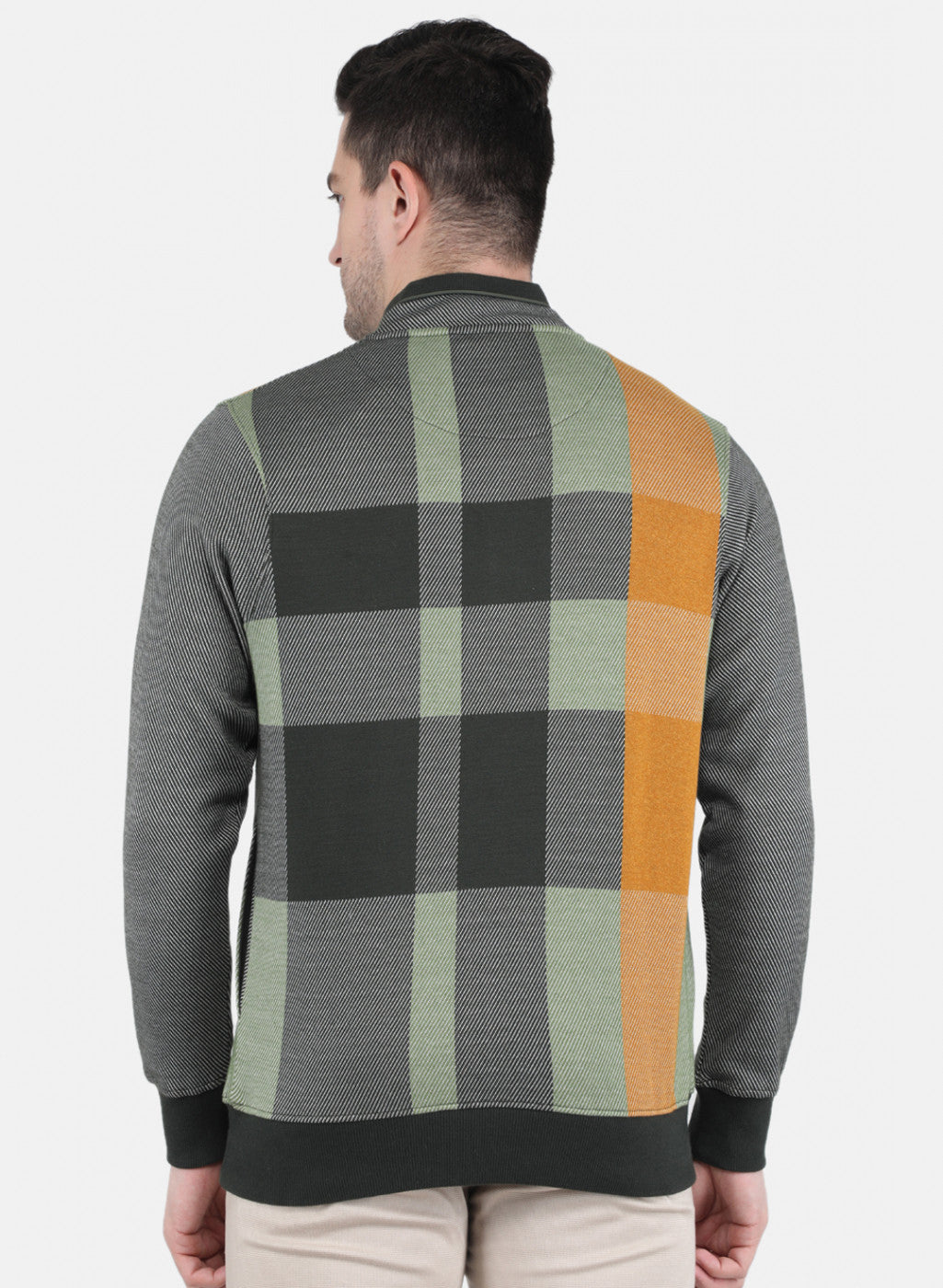 Men Green DiagoNAl Knit Jaquard Sweatshirt