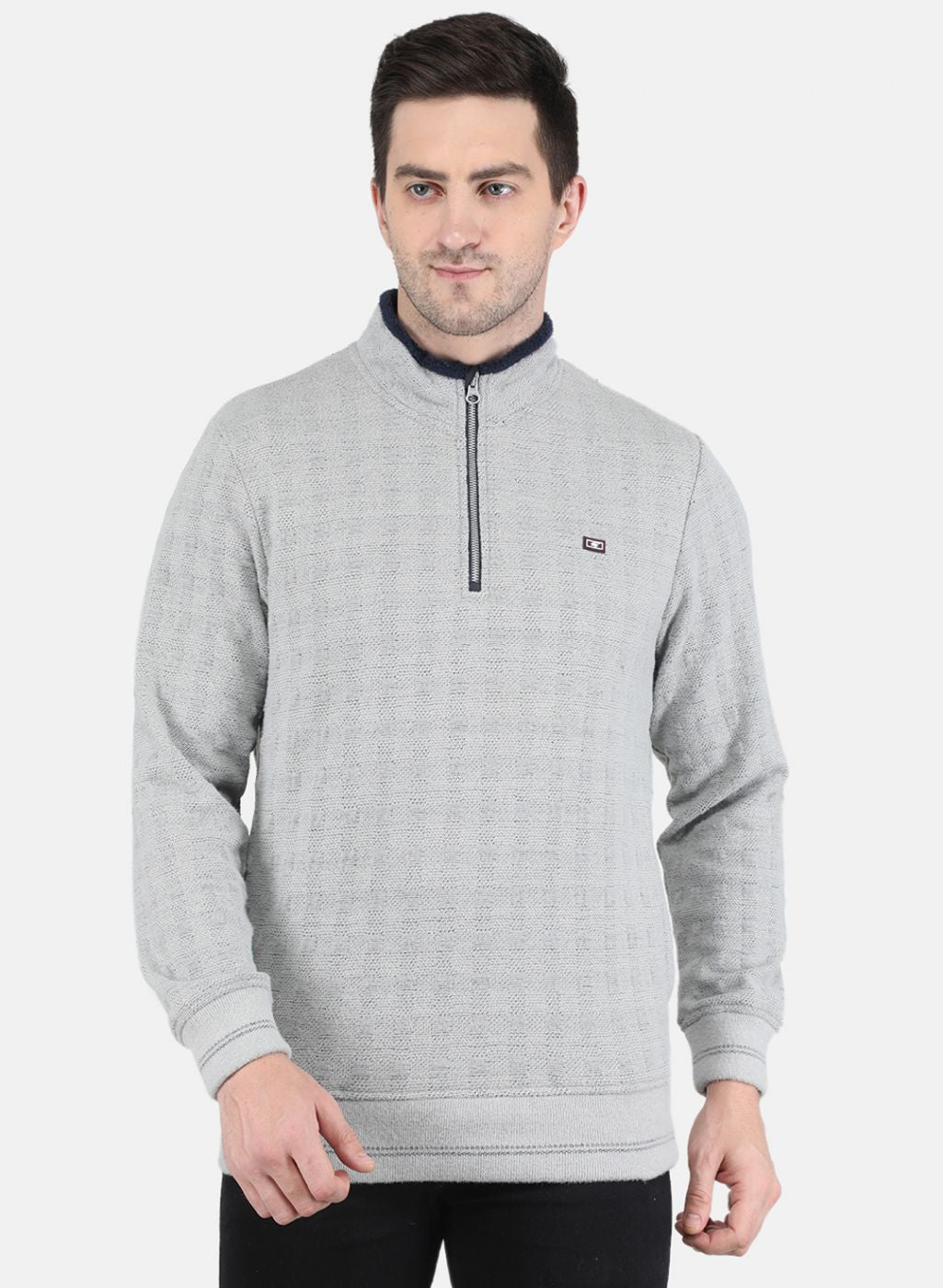 Men Grey Jaquard Sweatshirt