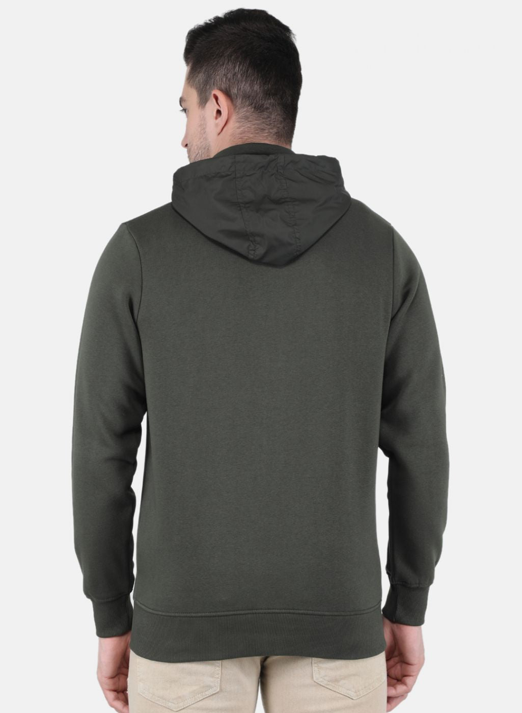 Men Olive Solid Sweatshirt