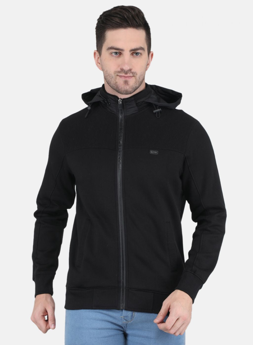 Men Black Solid Sweatshirt