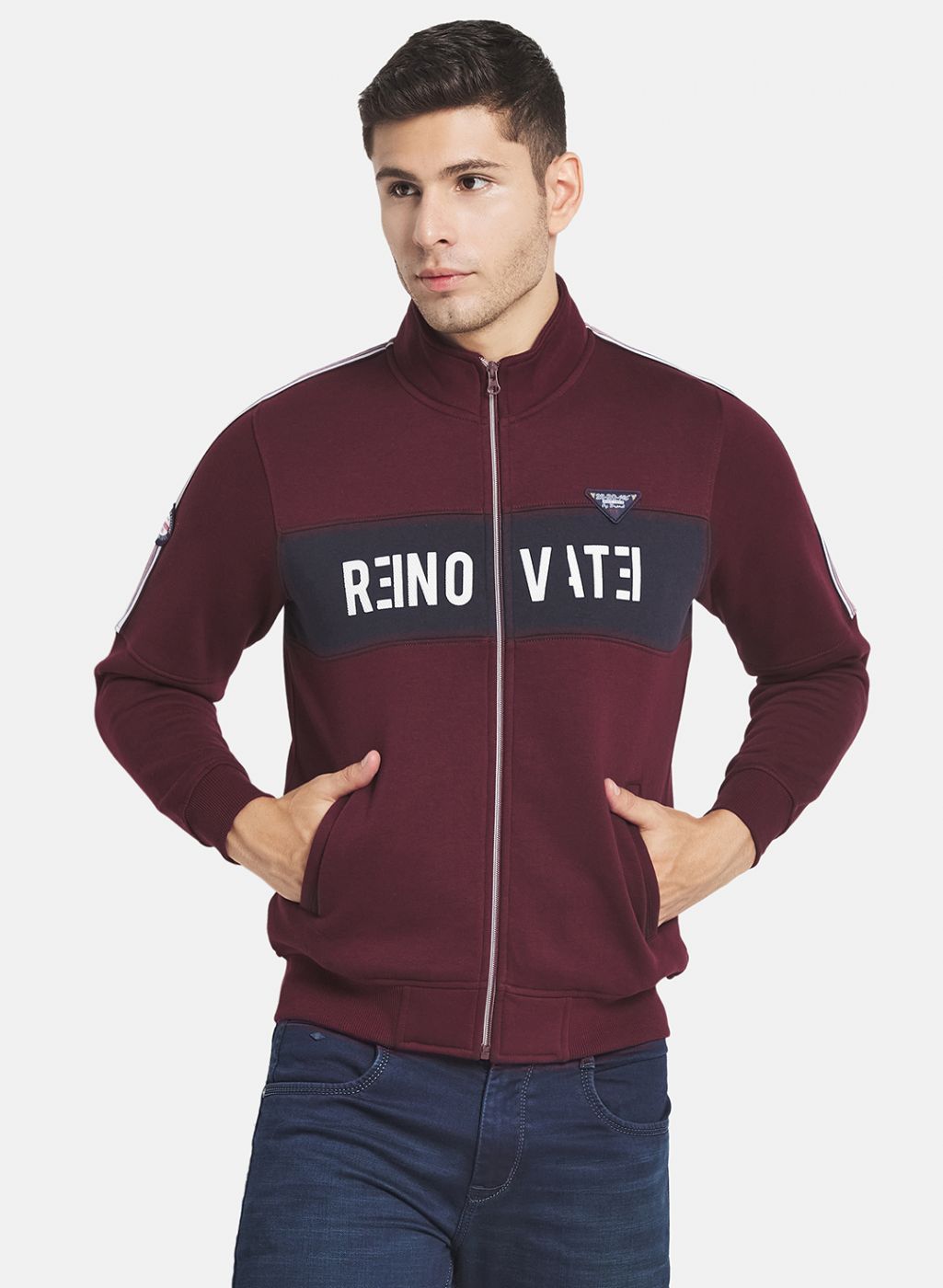 Men Maroon Printed Sweatshirt